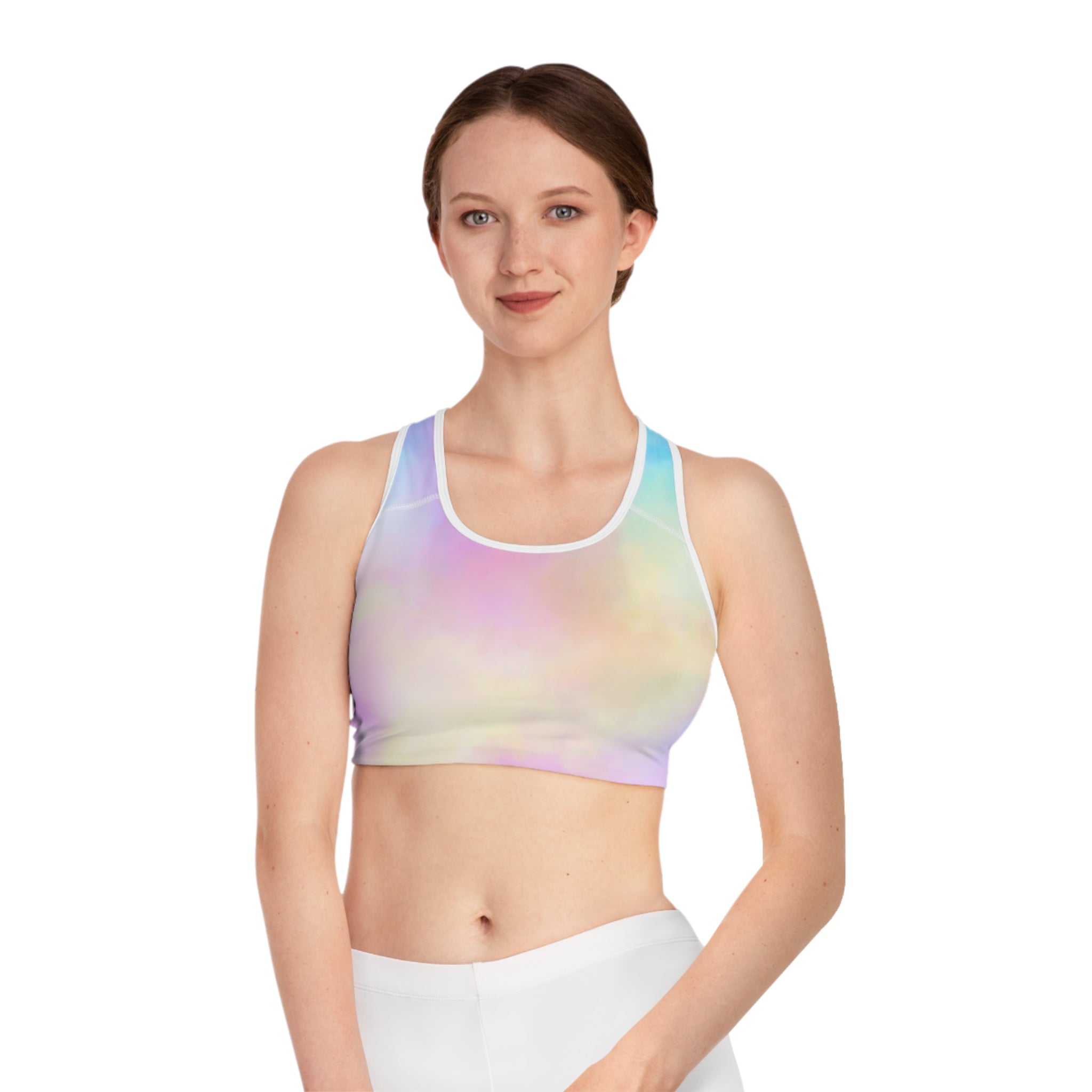 Pastel Tie-Dye Sports Bra for Yoga & Fitness